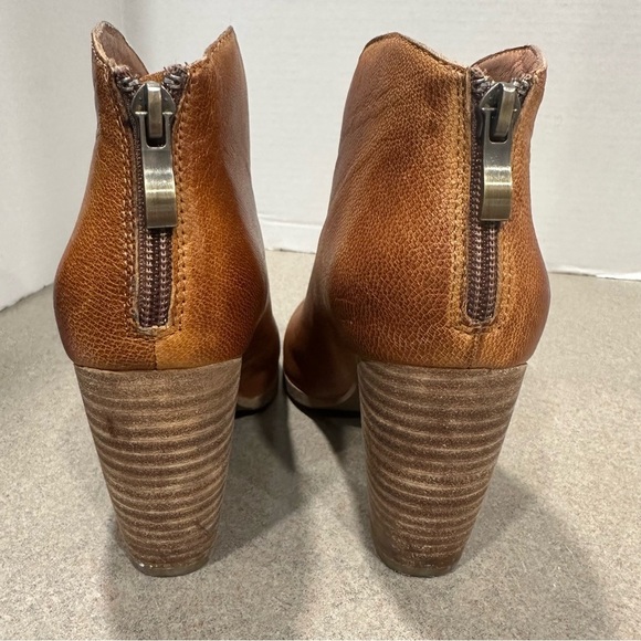 Anthropologie Antelope Tan High Cut Western High Heel  Boho Ankle Bootie Size 37 - Picture 9 of 12